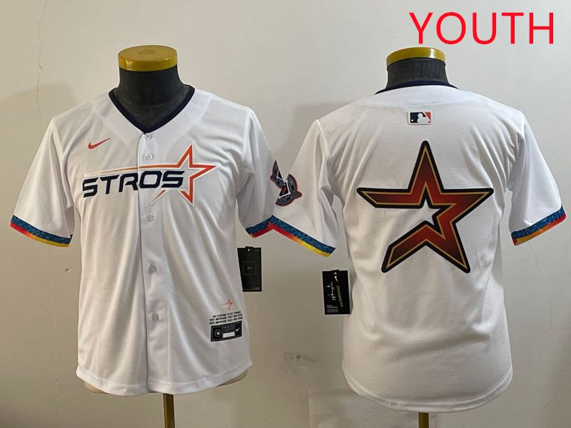 Youth Houston Astros Blank White Fourth generation Joint Name 2025 Nike MLB Jersey style 1